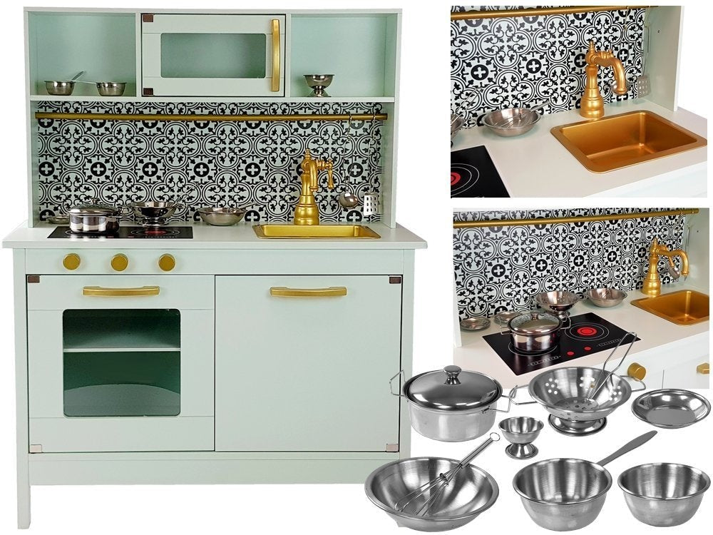 Kids Explore Interactive Modern Play Kitchen in Mint