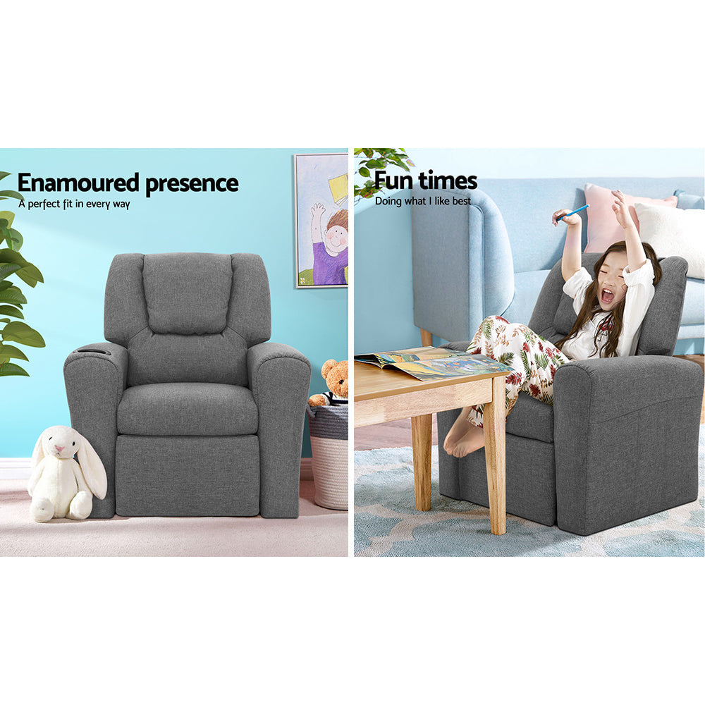 Kids Recliner Chair in Grey