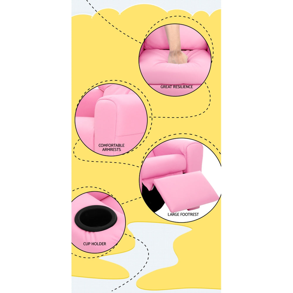 Kids Recliner Chair in Pink