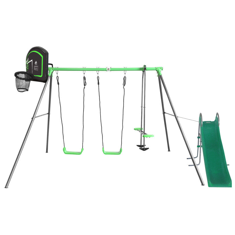 Hurley Swing Set with a Slide and Basketball Hoop