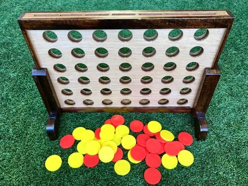 Mini Hardwood Four in a Row Board