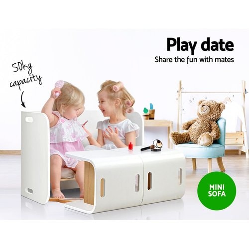 Keezi Nordic Compact Design Kids Table and Chairs in White