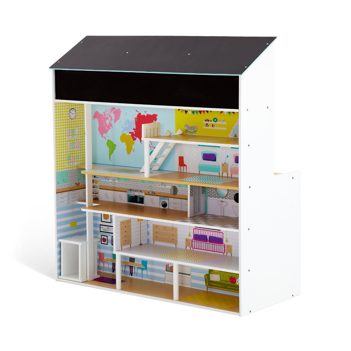 Plum Peppermint Townhouse Wooden Dolls House and Kitchen