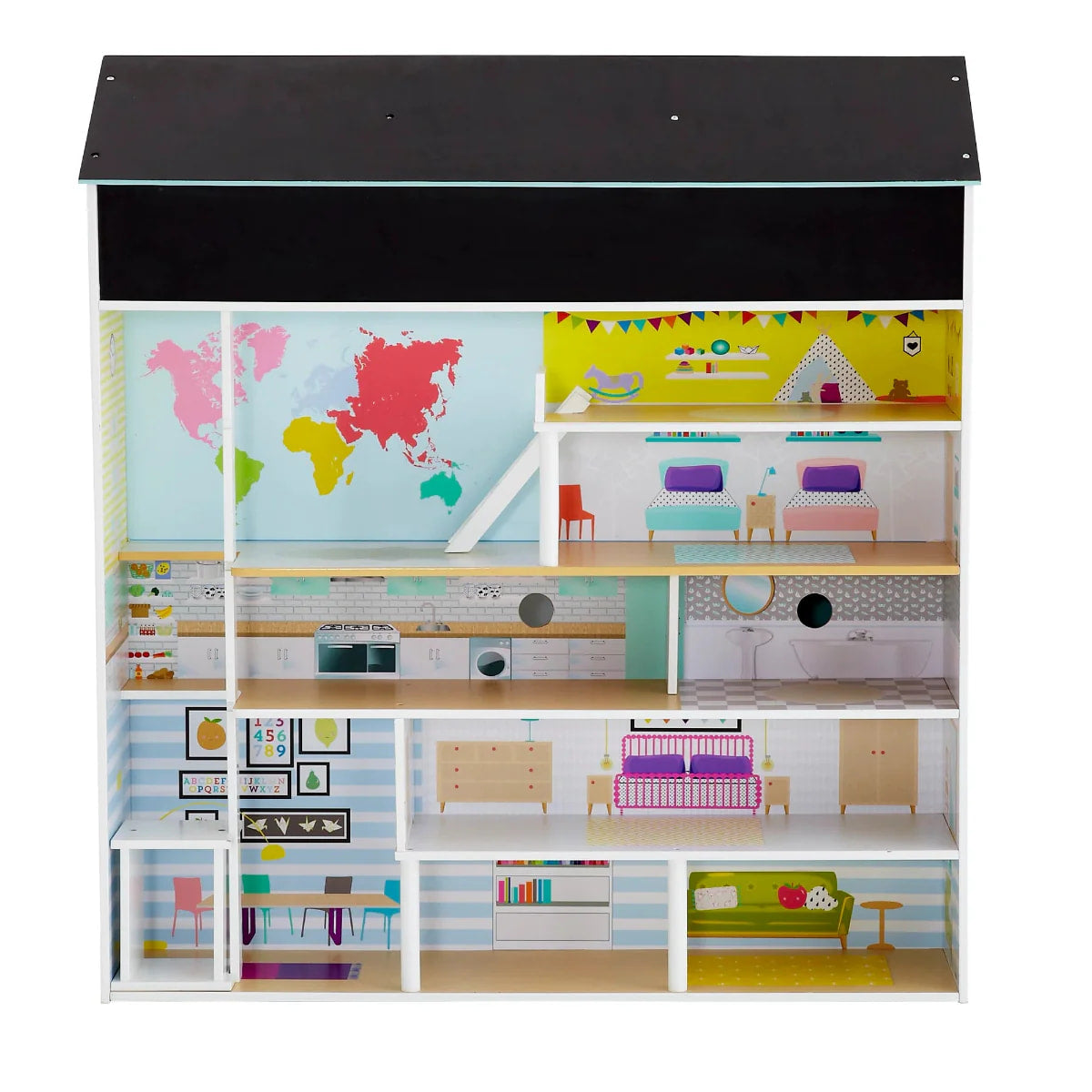 Plum Peppermint Townhouse Wooden Dolls House and Kitchen