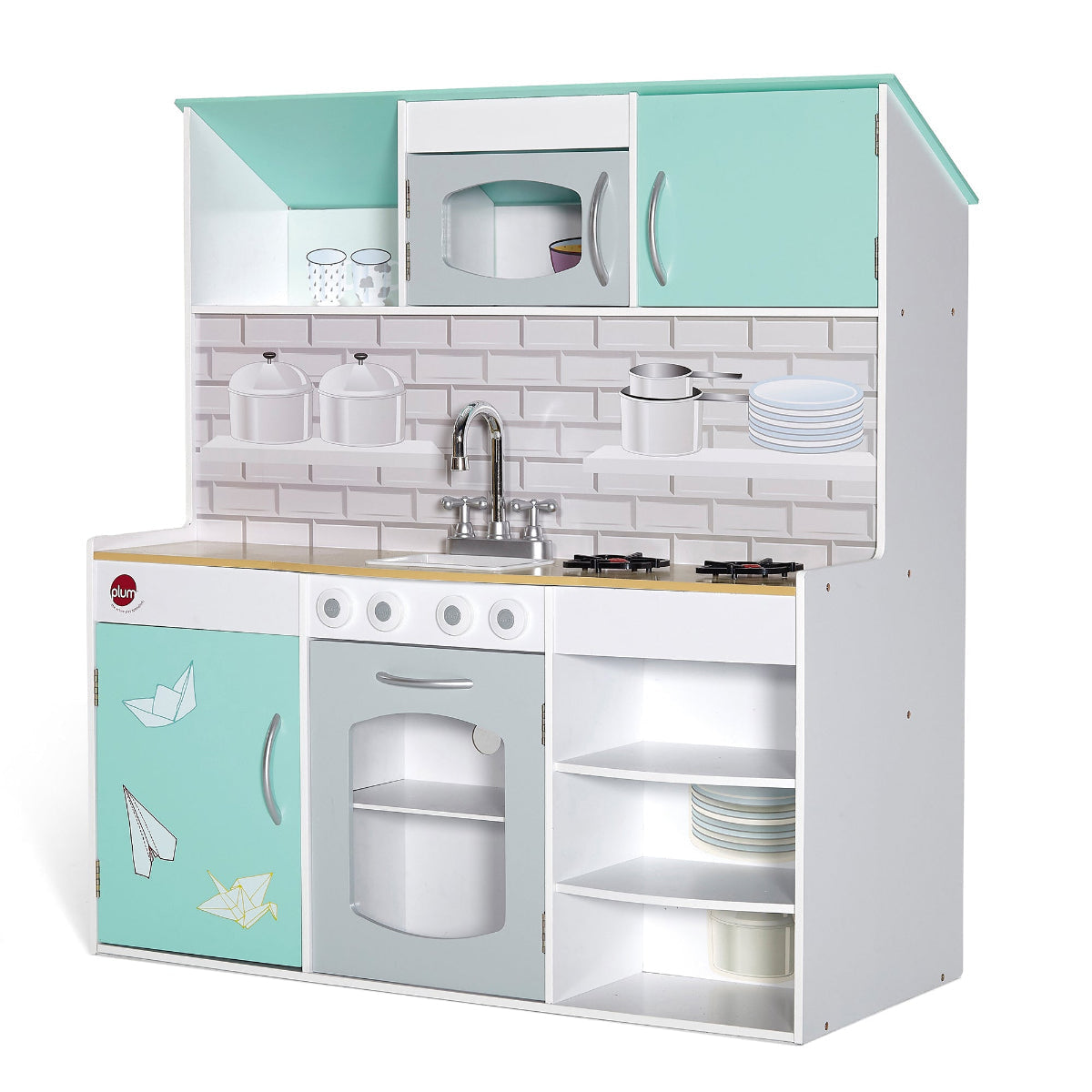 Plum Peppermint Townhouse Wooden Dolls House and Kitchen