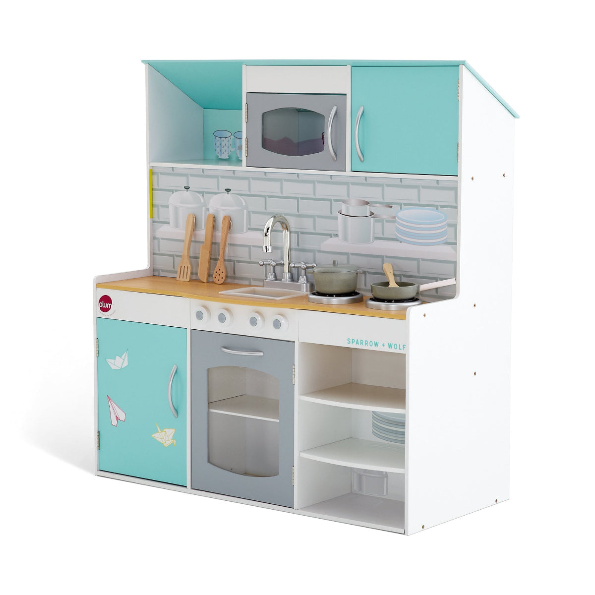Plum Peppermint Townhouse Wooden Dolls House and Kitchen