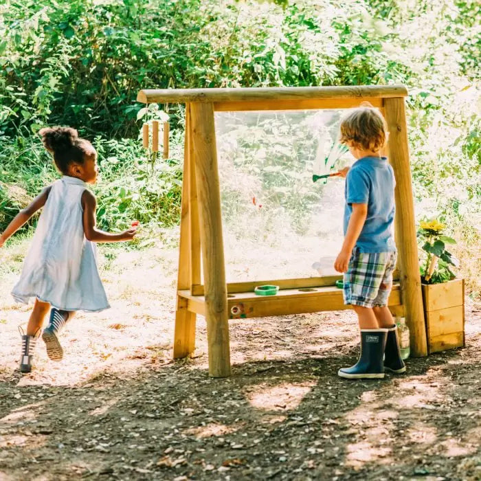 Plum Play Discovery Outdoor Paint Easel with Chimes and Planter Box