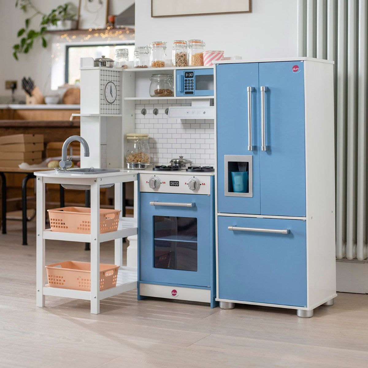 Plum Wooden L-Shaped Corner Kids Kitchen