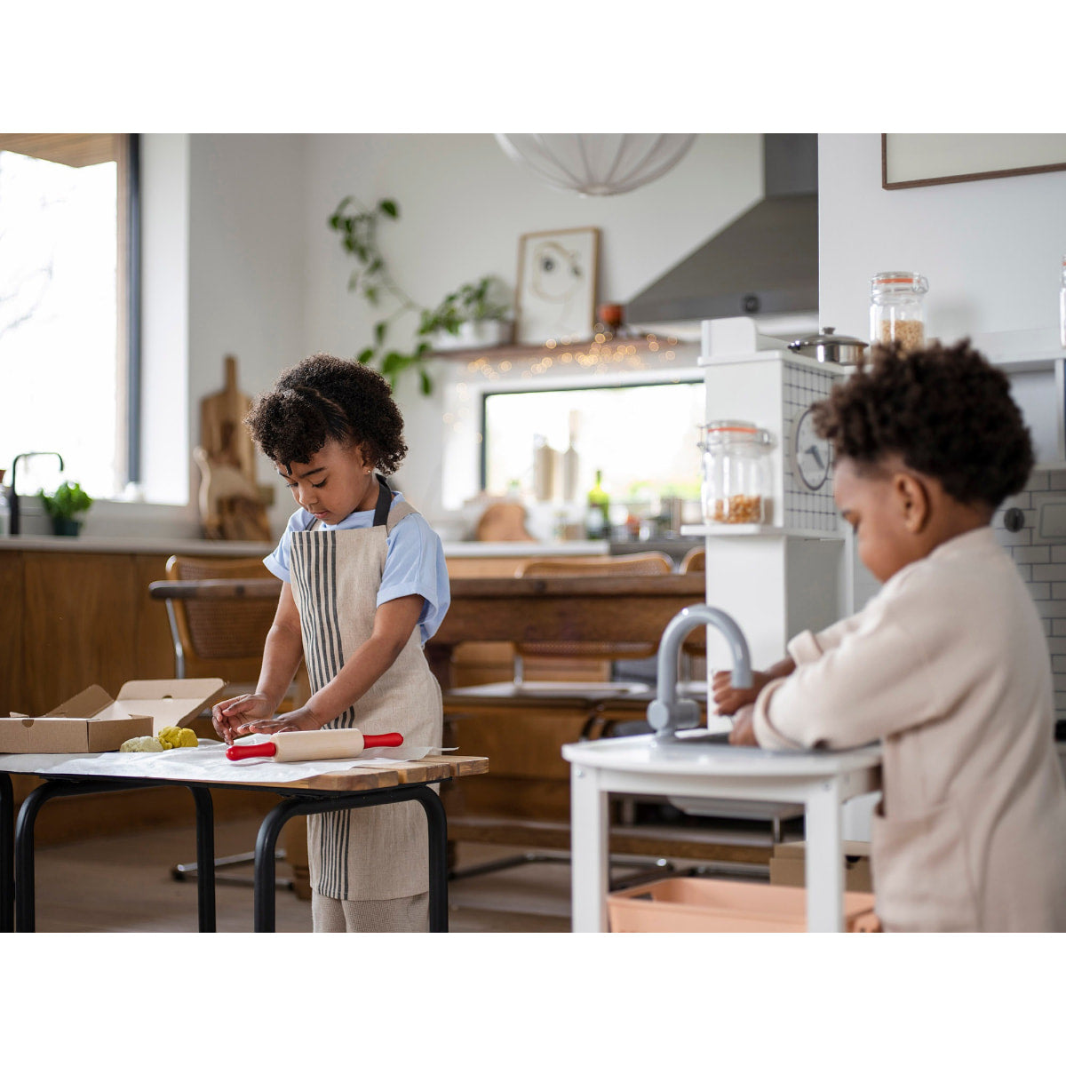 Plum Wooden L-Shaped Corner Kids Kitchen