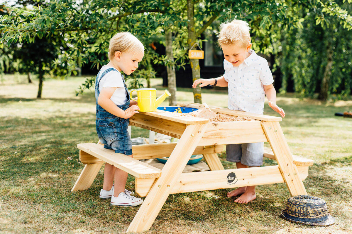 Plum Wooden Sand and Water Table with Benches