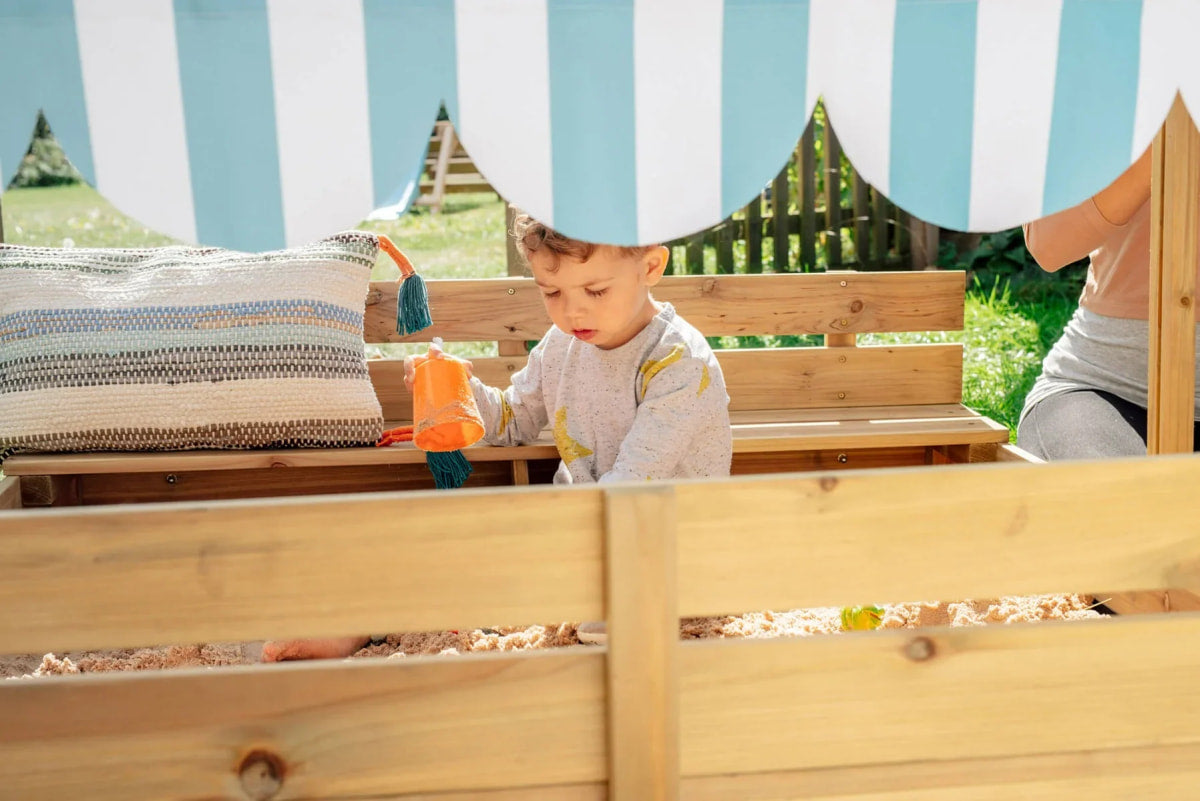 Plum Wooden Sandpit with Canopy