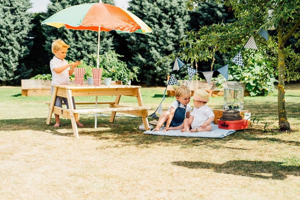 Plum® Wooden Picnic Table with Umbrella