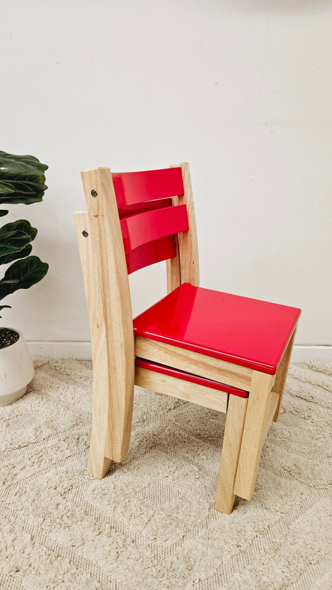 Red Top Timber Table with 2 Matching Chairs