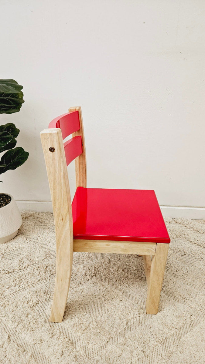 Red Top Timber Table with 2 Matching Chairs