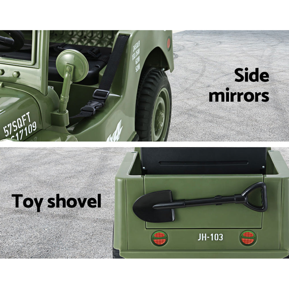 Rigo Kids Off Road Military Ride On Car - Olive Green