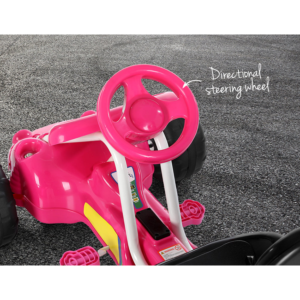 Rigo Kids Pedal Racing Go Kart in Pink