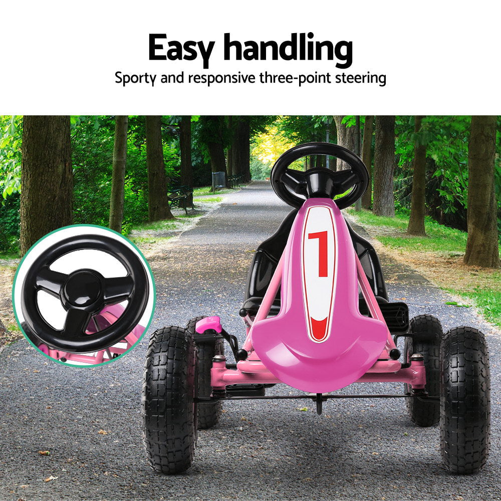 Rigo Kids Pink Race-Style Pedal Go Kart