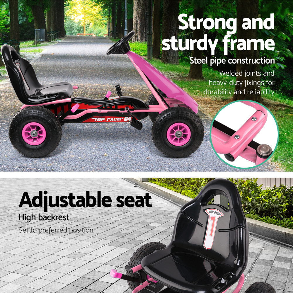 Rigo Kids Pink Race-Style Pedal Go Kart