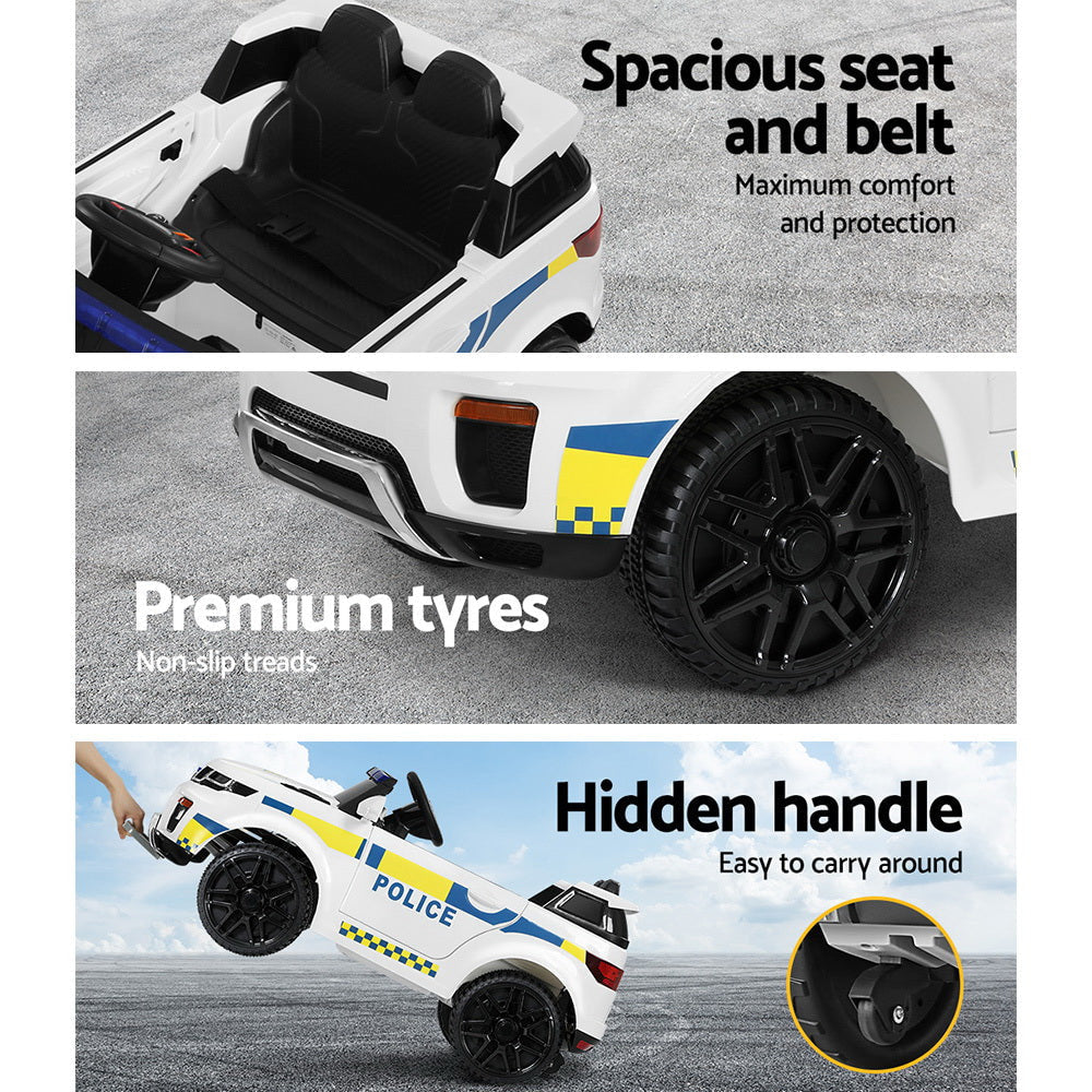 Rigo Kids Police Patrol Electric Ride On Car - White