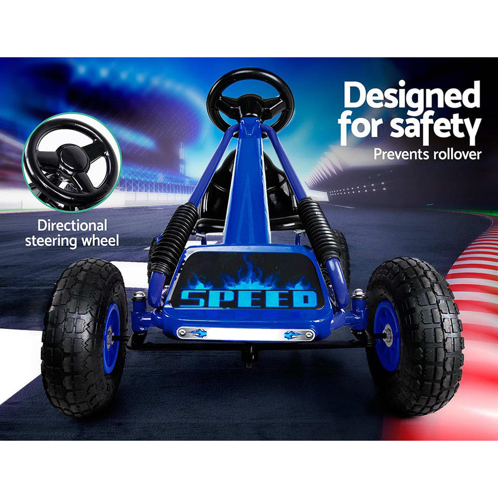 Rigo Kids Racing Pedal Go Kart in Blue