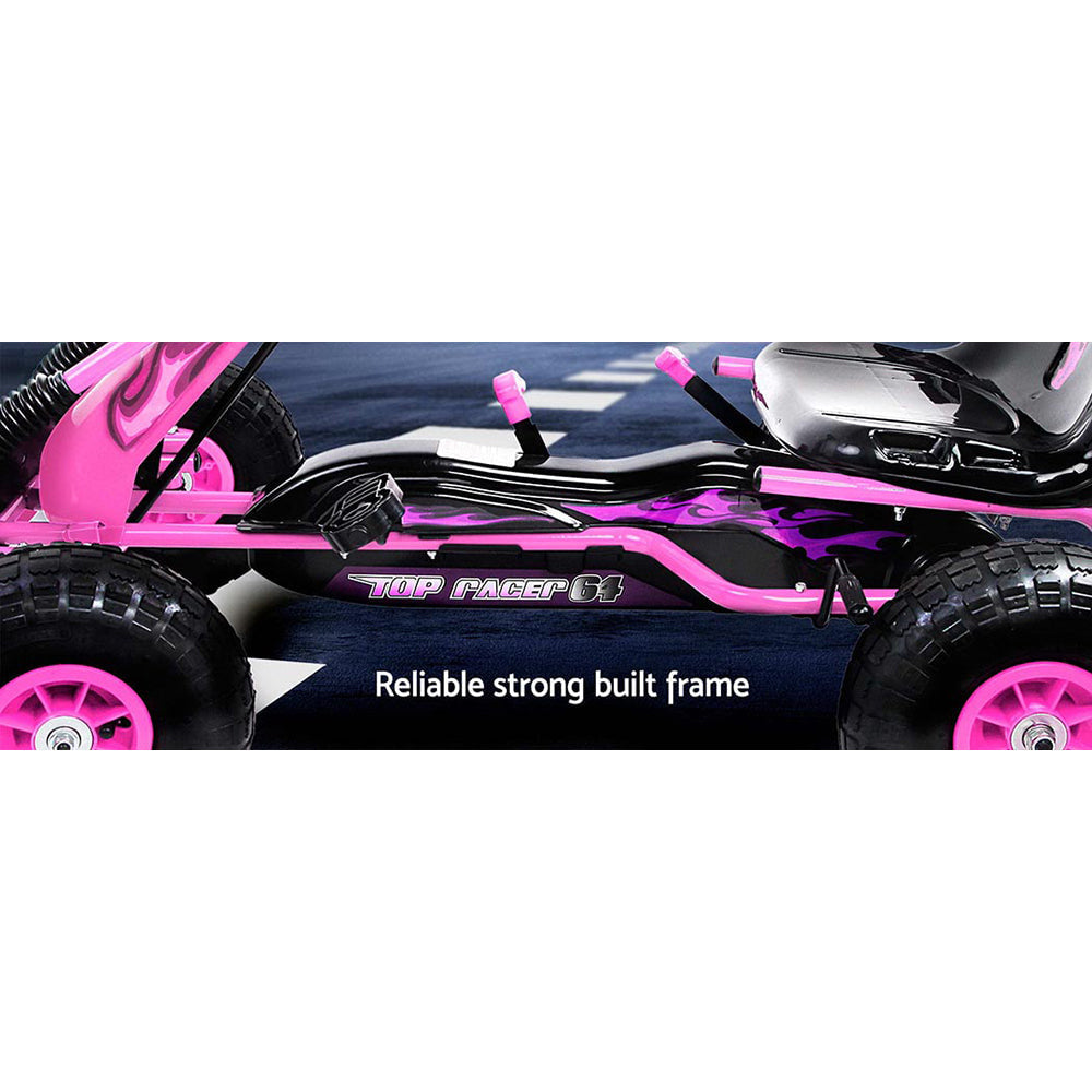 Rigo Kids Racing Pedal Go Kart in Pink