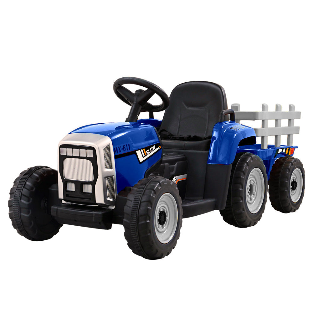 Rigo Kids Tractor Trailer Electric Ride On Car - Blue