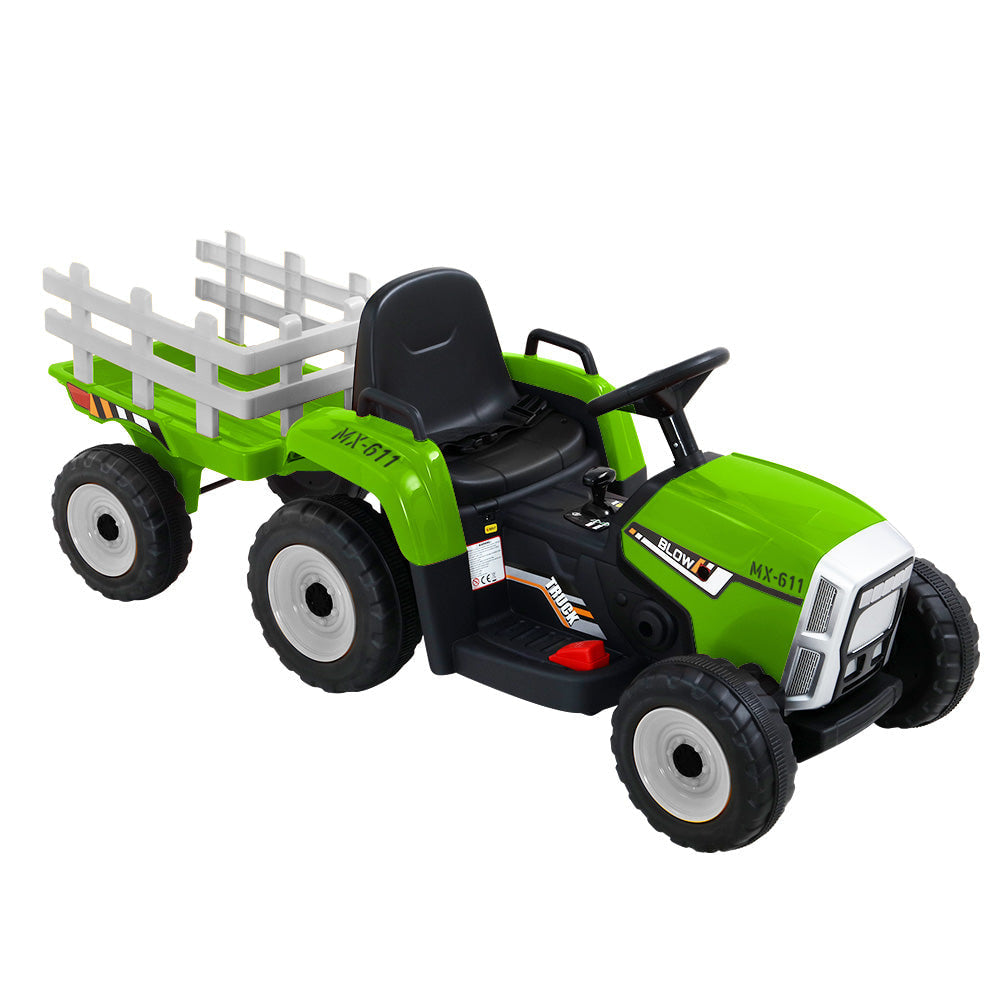 Rigo Kids Tractor Trailer Electric Ride On Car - Green