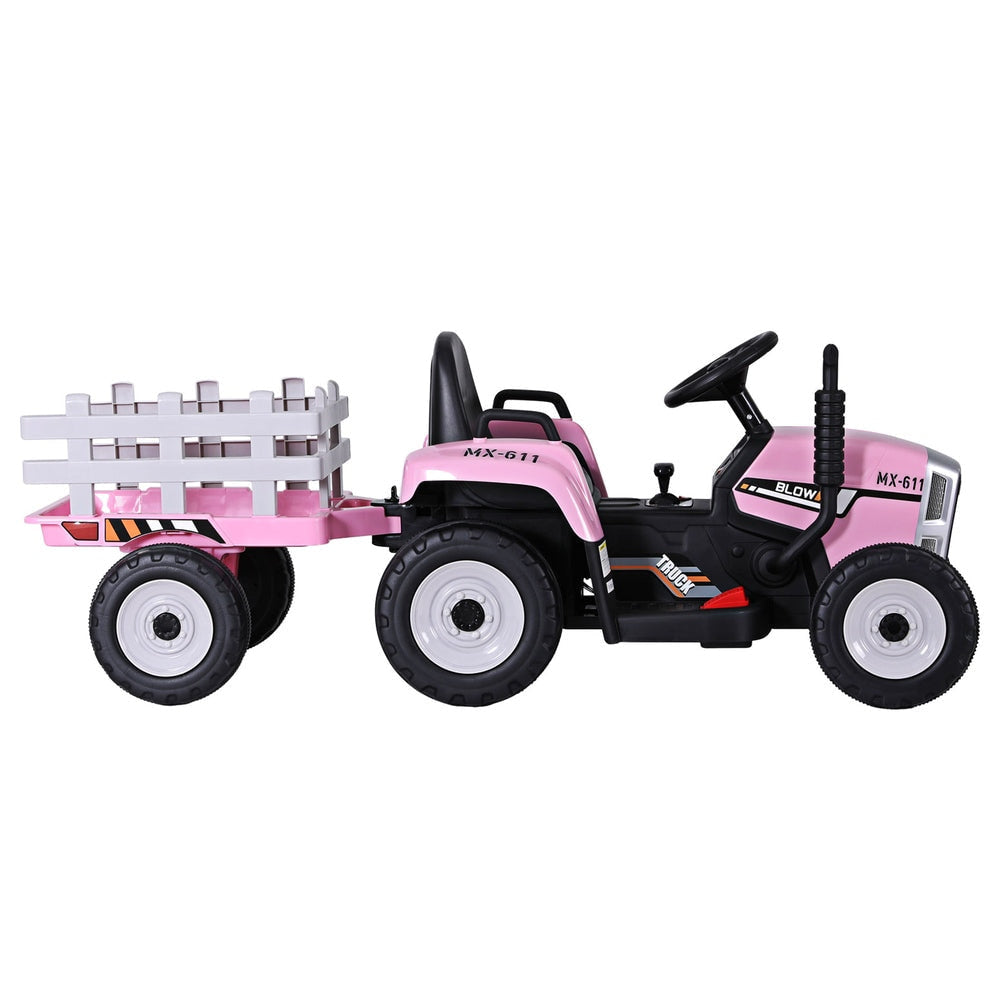 Rigo Kids Tractor Trailer Electric Ride On Car - Pink