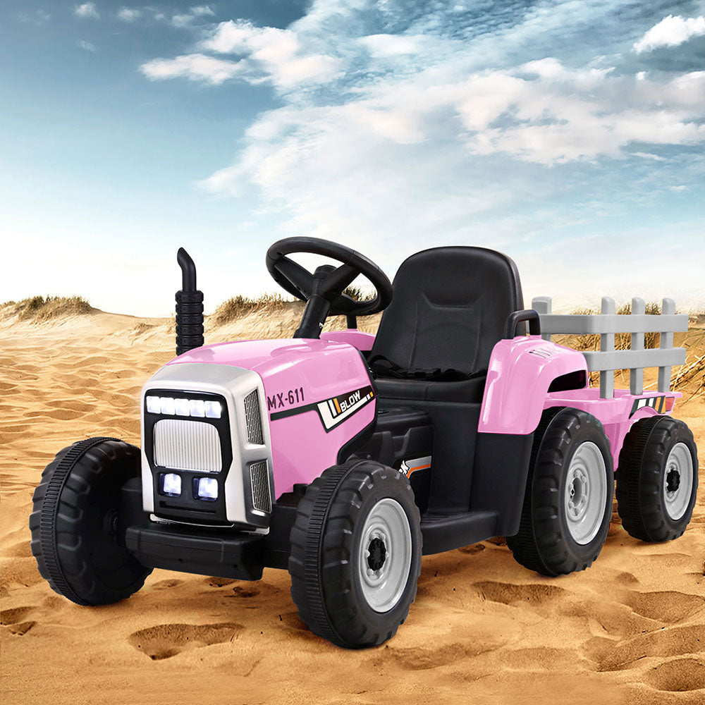Rigo Kids Tractor Trailer Electric Ride On Car - Pink