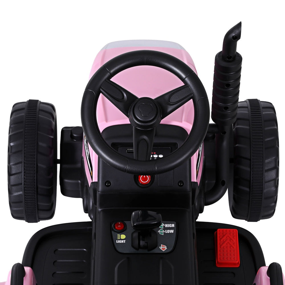 Rigo Kids Tractor Trailer Electric Ride On Car - Pink