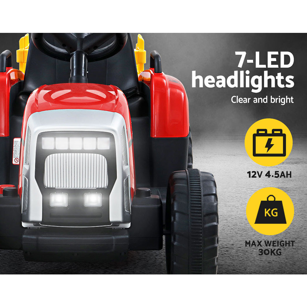 Rigo Kids Tractor Trailer Electric Ride On Car - Red