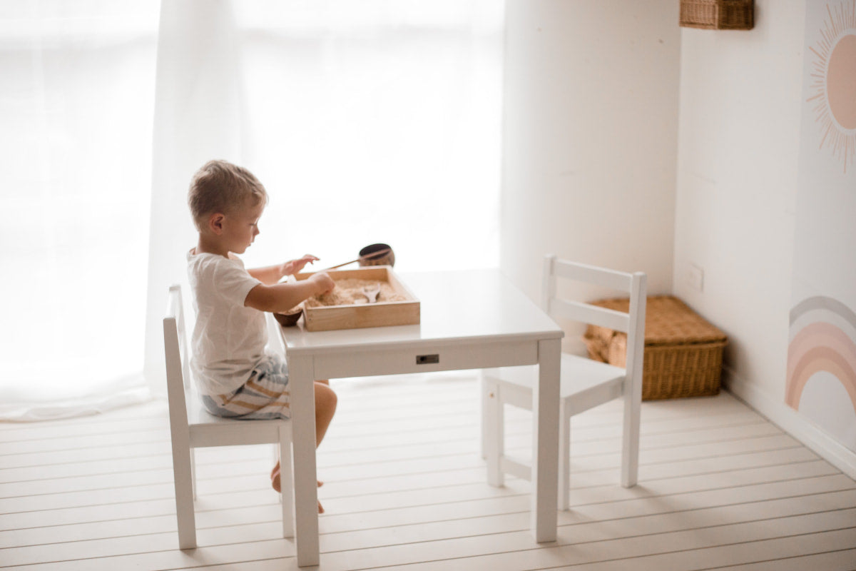 Standard White Timber Kids Table and Chairs