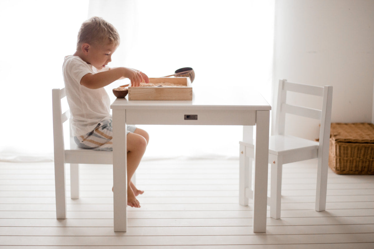 Standard White Timber Kids Table and Chairs