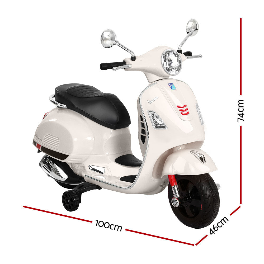 Vespa GTS Kids Electric Ride On Motorbike in White