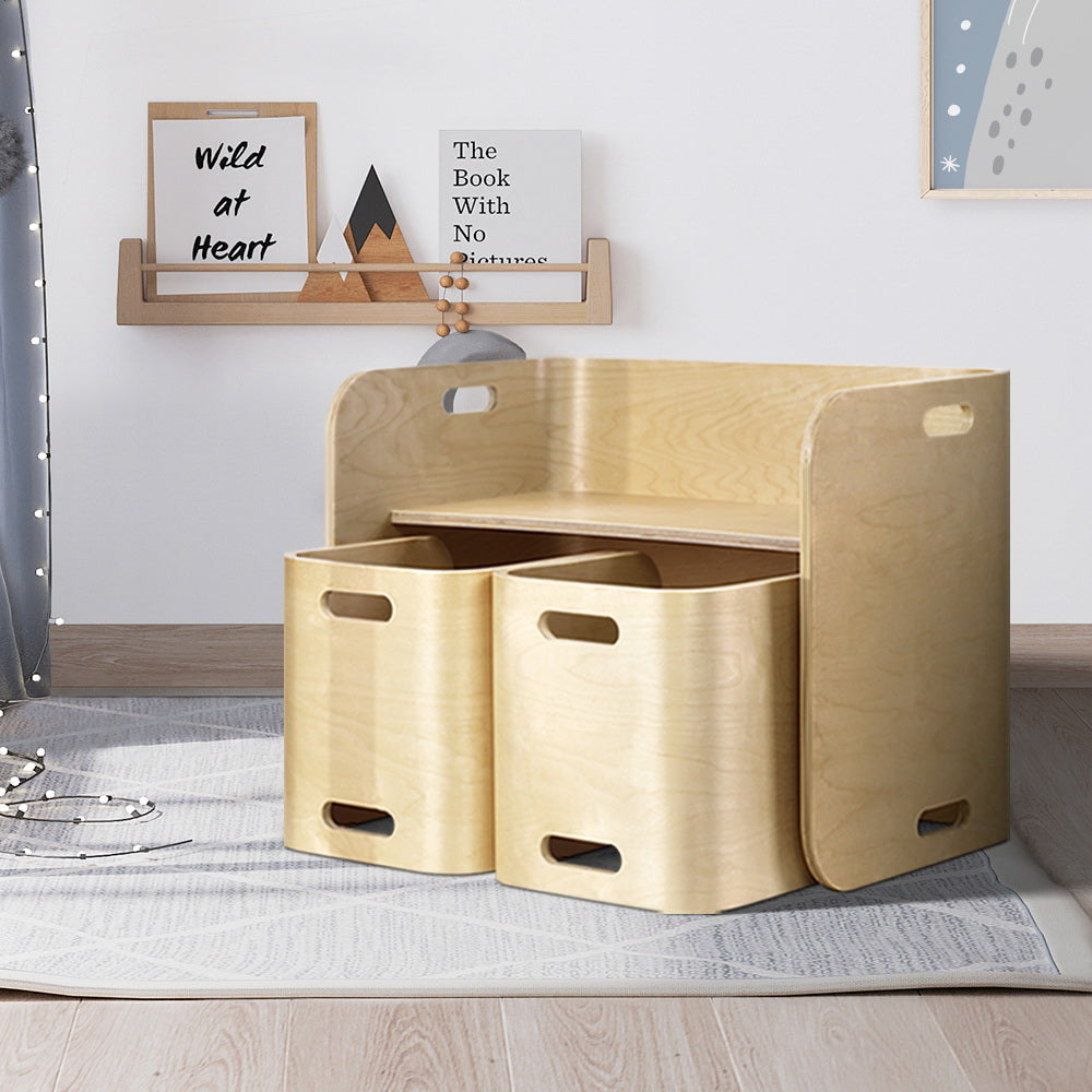 Keezi Nordic Compact Design Kids Table and Chairs in Natural
