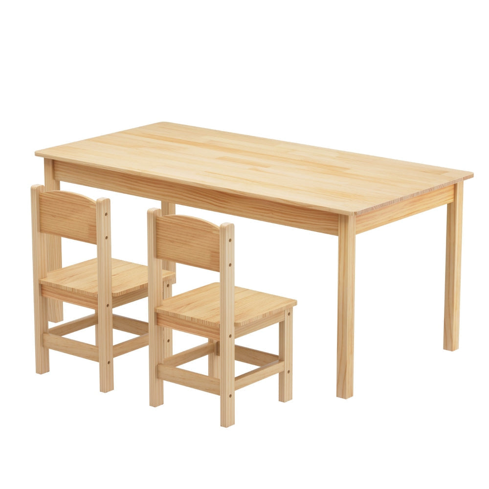 Keezi Kids Table and 2 Chairs Set Pinewood