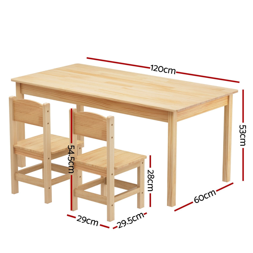 Keezi Kids Table and 2 Chairs Set Pinewood