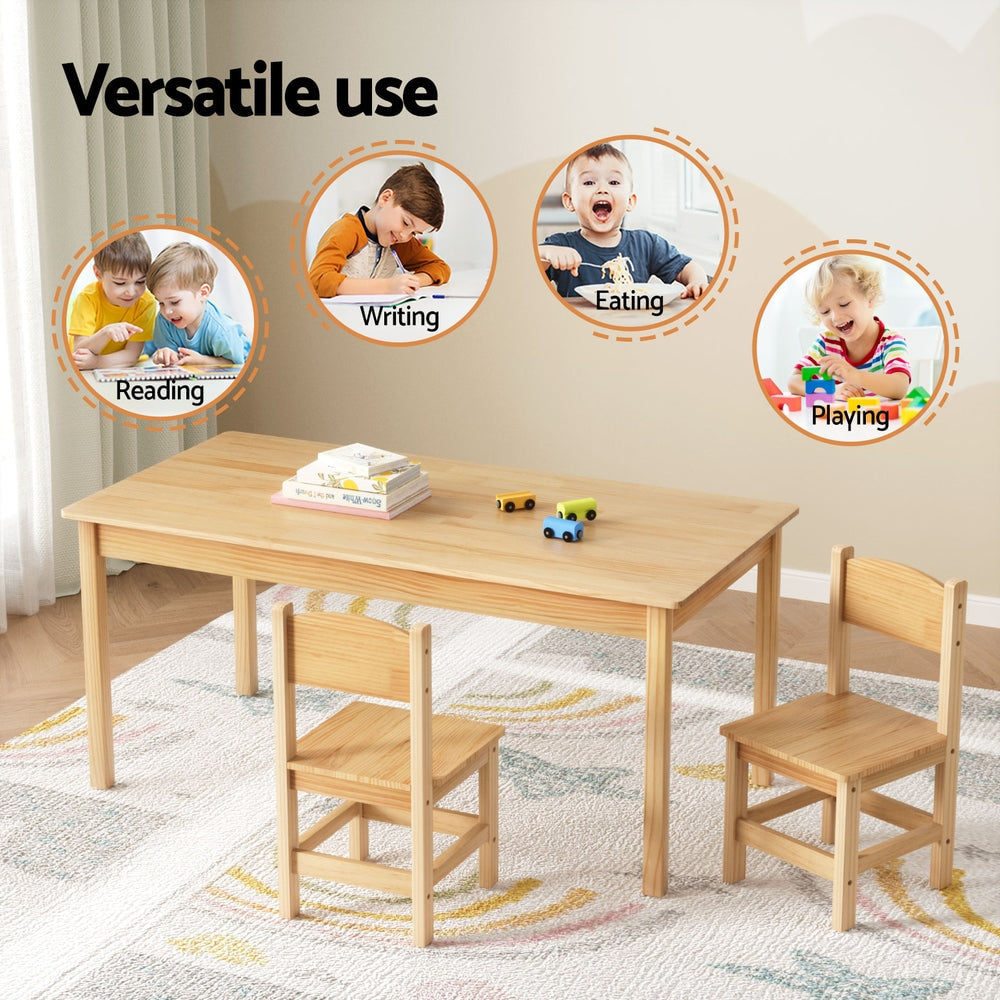 Keezi Kids Table and 2 Chairs Set Pinewood