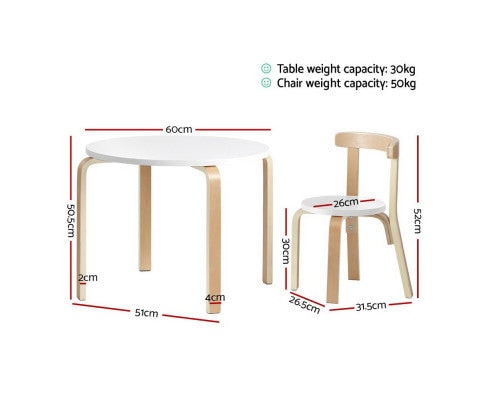 3 Piece Kids Nordic Table and Chairs