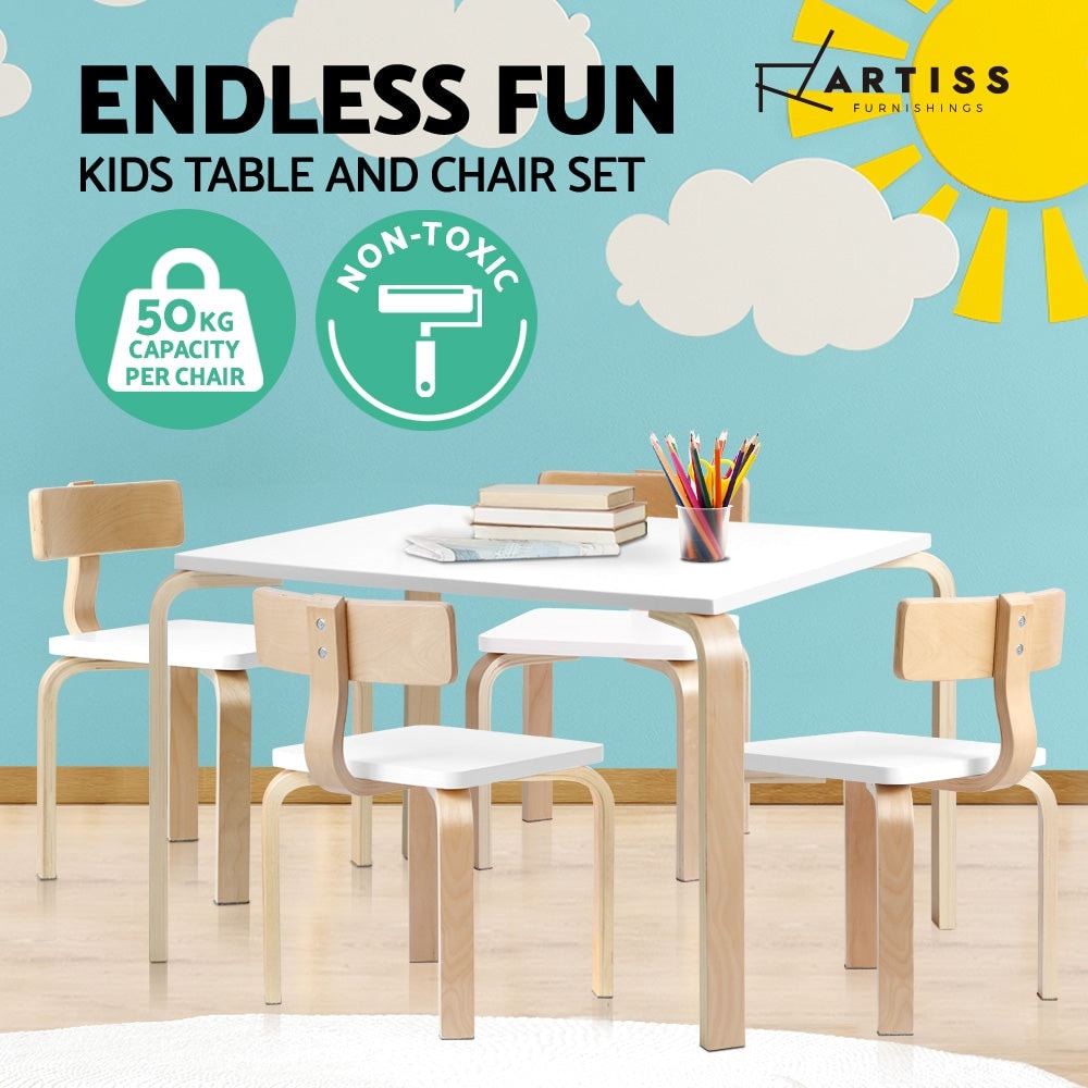 Keezi 5-Piece Kids Chair and Table Wooden Set