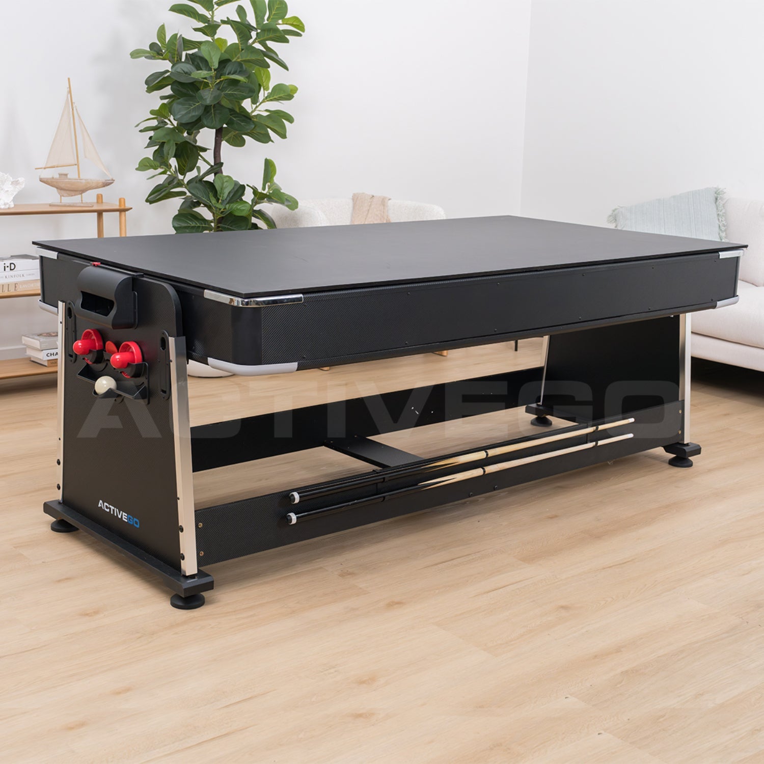 ActiveGo AirShot 7ft Convertible 4-IN-1 Pool, Air Hockey, Table Tennis Table & Tabletop
