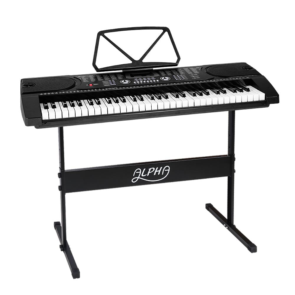 Alpha 61 Keys Electronic Piano Keyboard with Stand Beginner Black