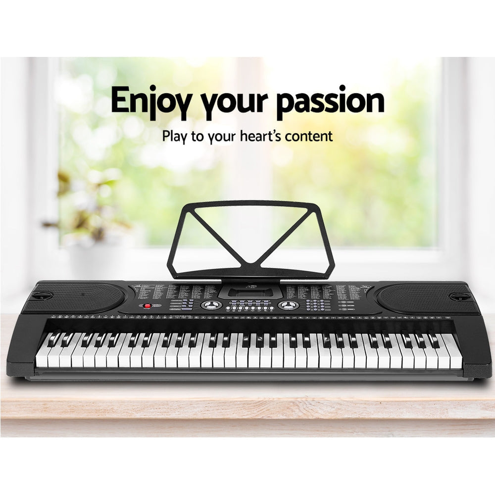Alpha 61 Keys Electronic Piano Keyboard with Stand Stool Black
