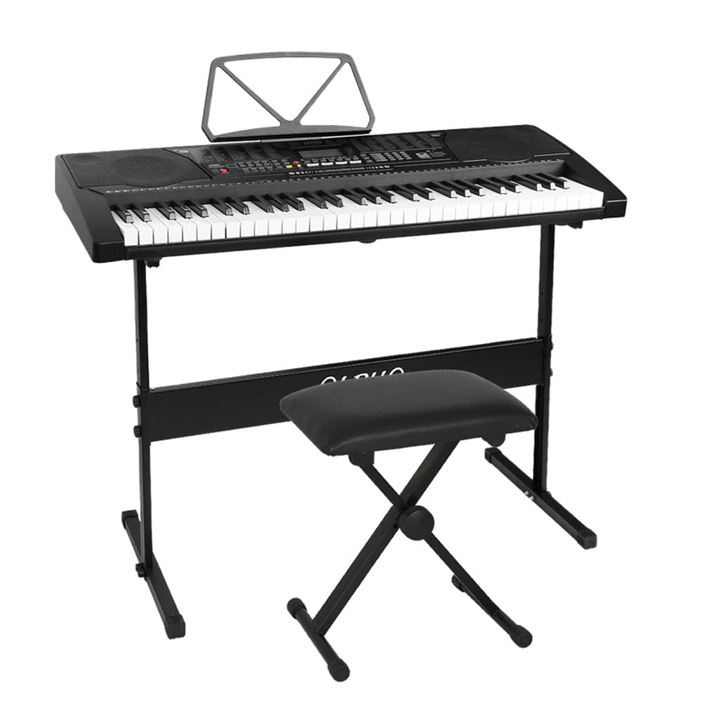 Alpha 61 Keys Electronic Piano Keyboard with Stand Stool Lighted