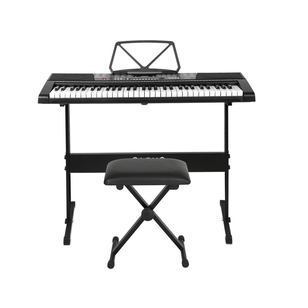 Alpha 61 Keys Electronic Piano Keyboard with Stand Stool Speaker