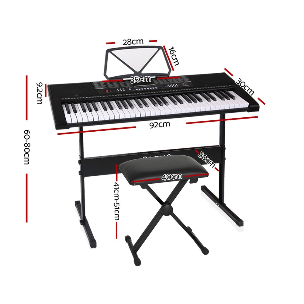Alpha 61 Keys Electronic Piano Keyboard with Stand Stool Speaker