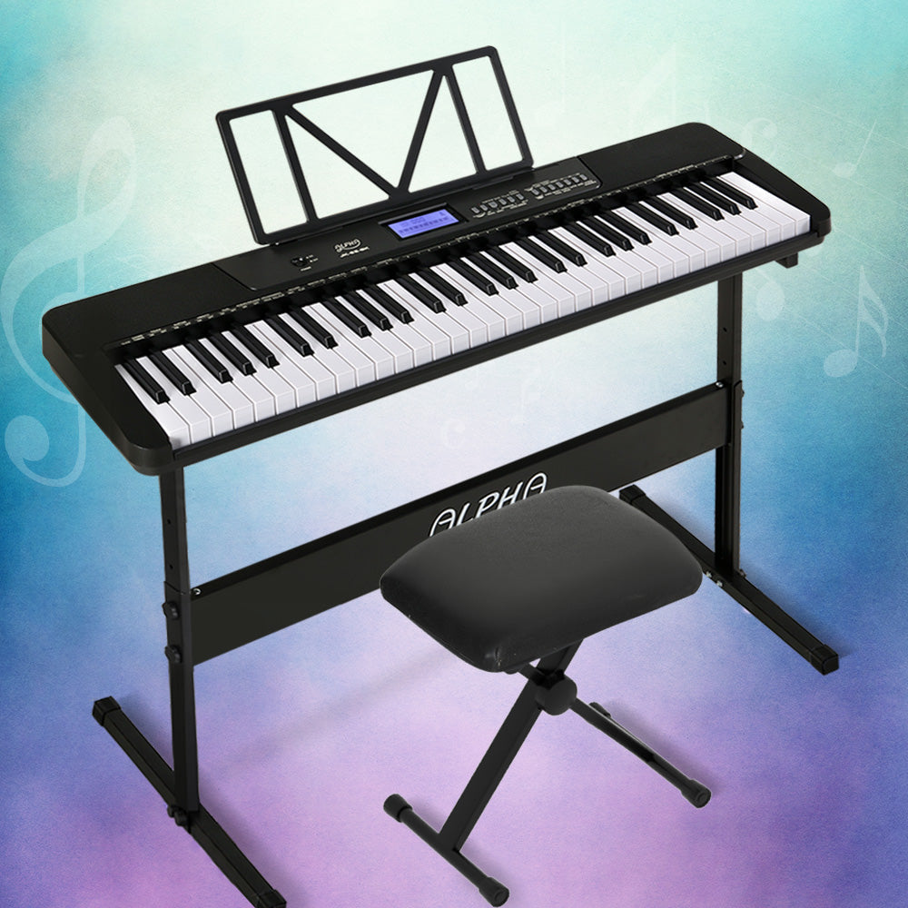 Alpha 61 Keys Electronic Piano Keyboard with Stand Stool Touch