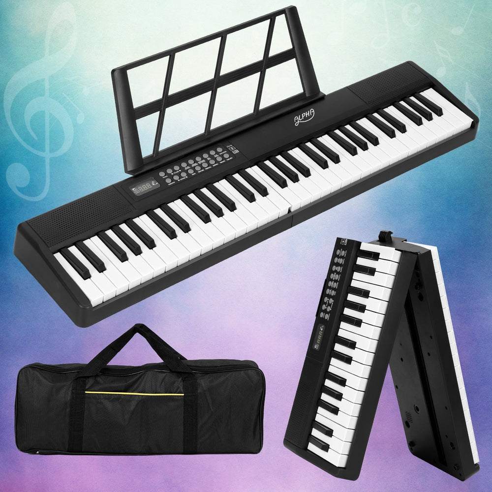 Alpha 61 Keys Foldable Electronic Piano Keyboard with Carry Bag