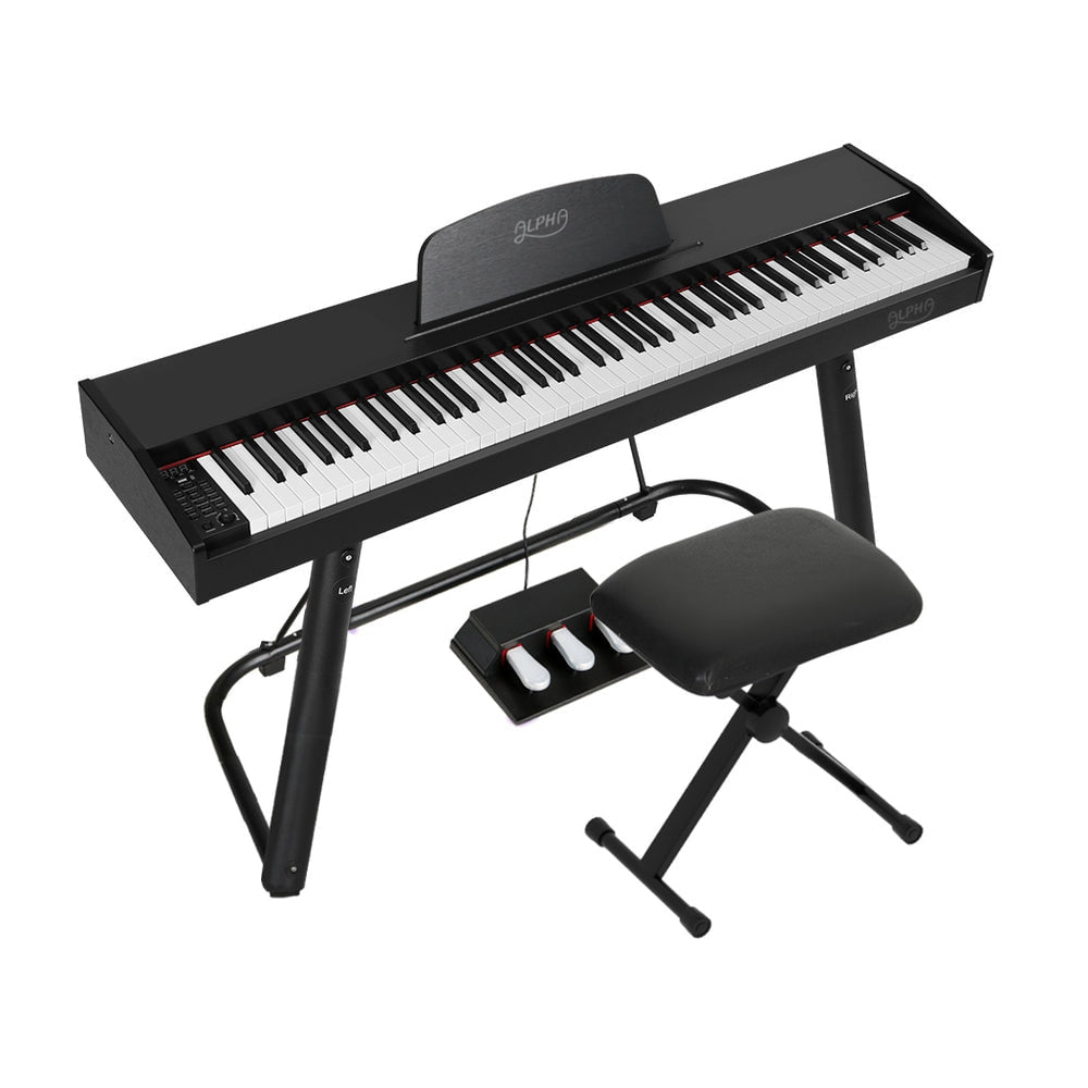 Alpha 88 Keys Electronic Piano Keyboard with Stand Stool Weighted
