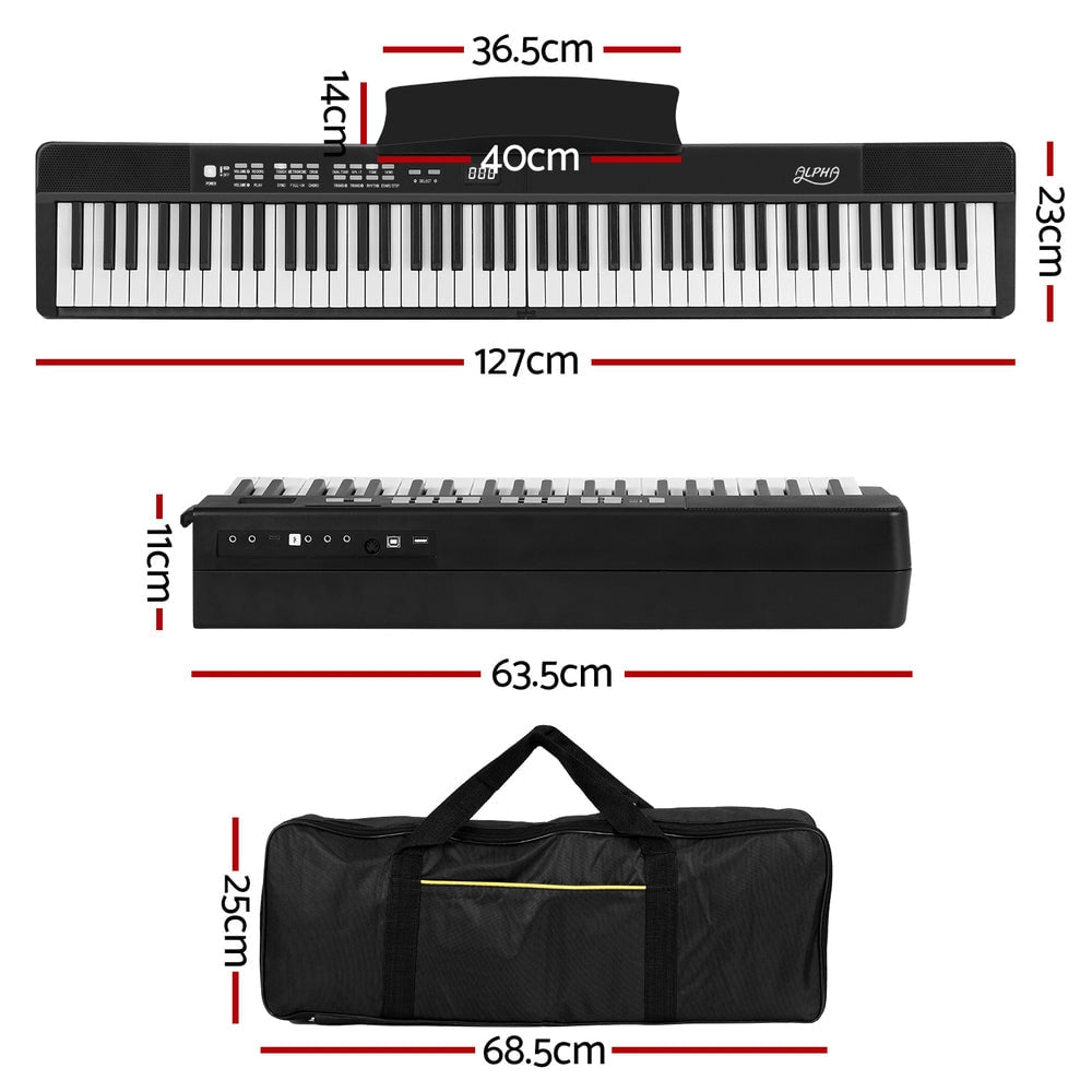 Alpha 88 Keys Foldable Electronic Piano Keyboard with Carry Bag